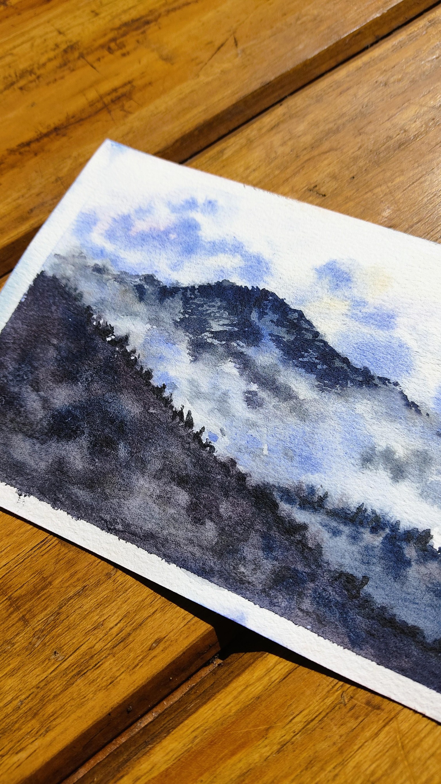 Moody landscape in watercolor | Misty Mountains - image 3 - student project