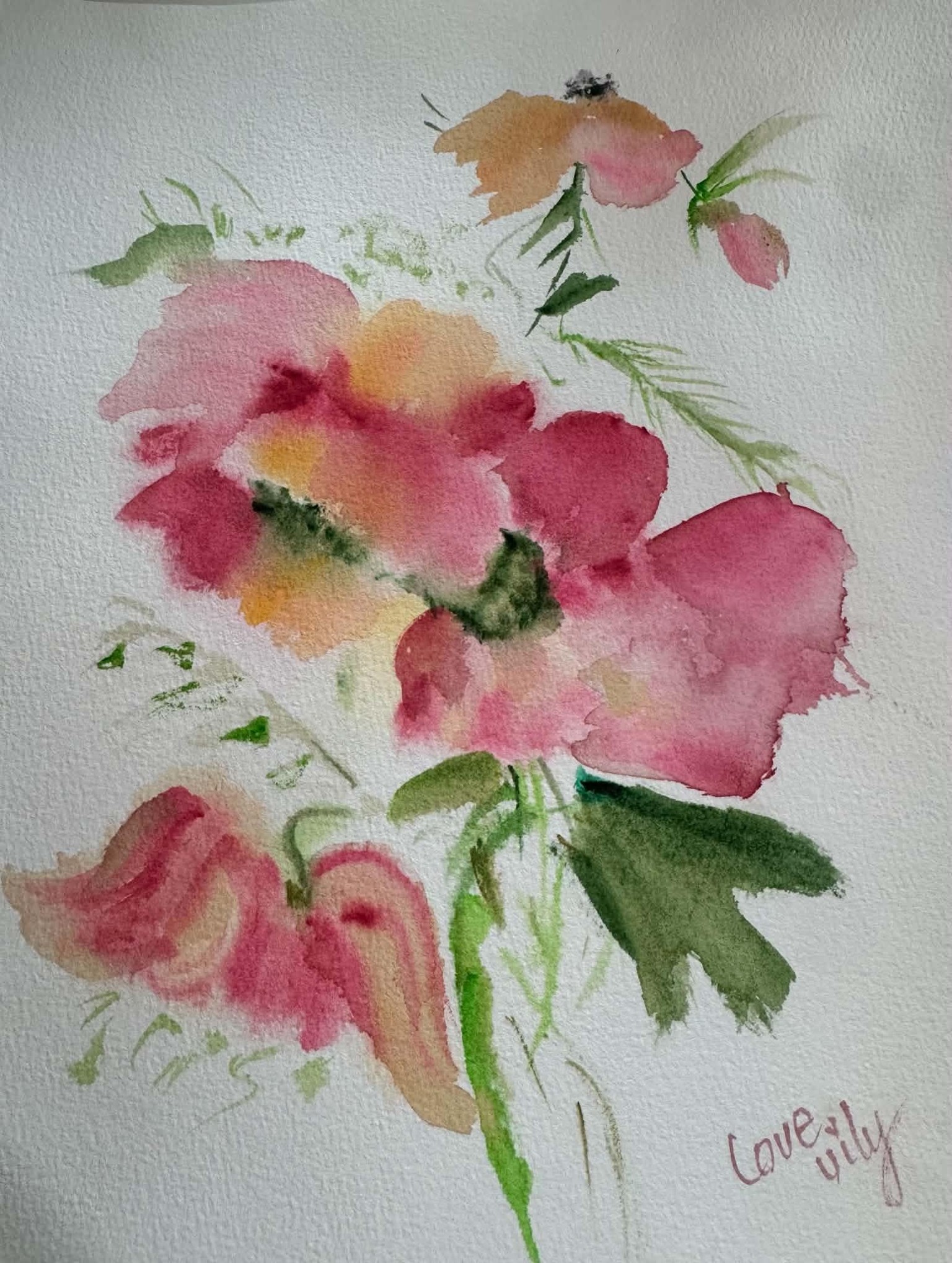 loose watercolor florals - image 2 - student project