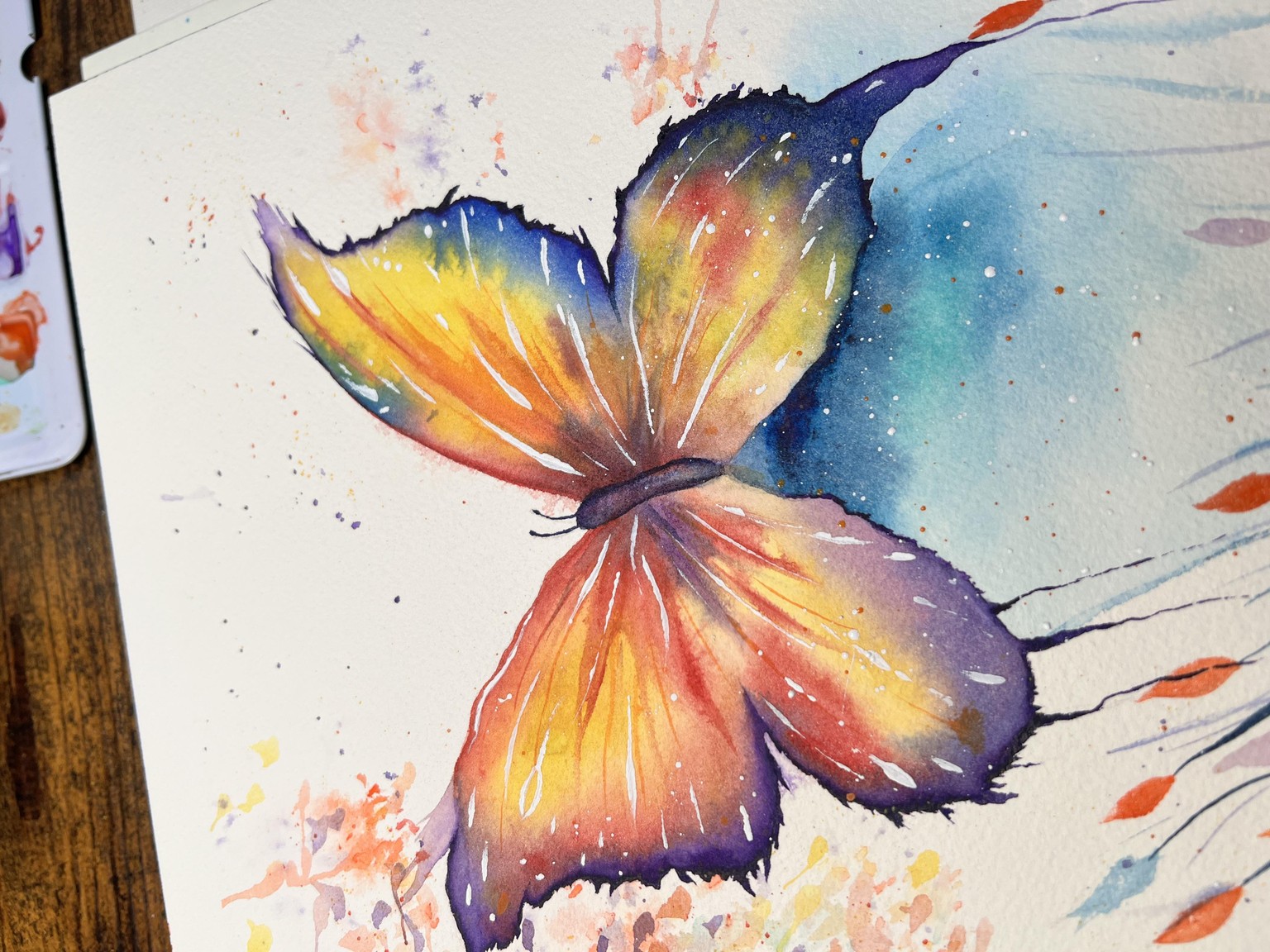 Watercolor wings, expressive butterfly - image 2 - student project