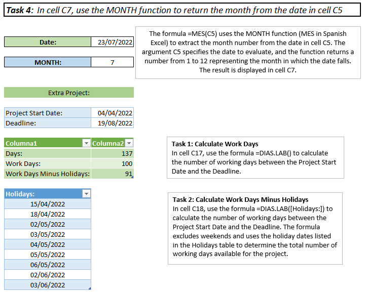 Excel Date & Time Functions & Formatting - image 4 - student project