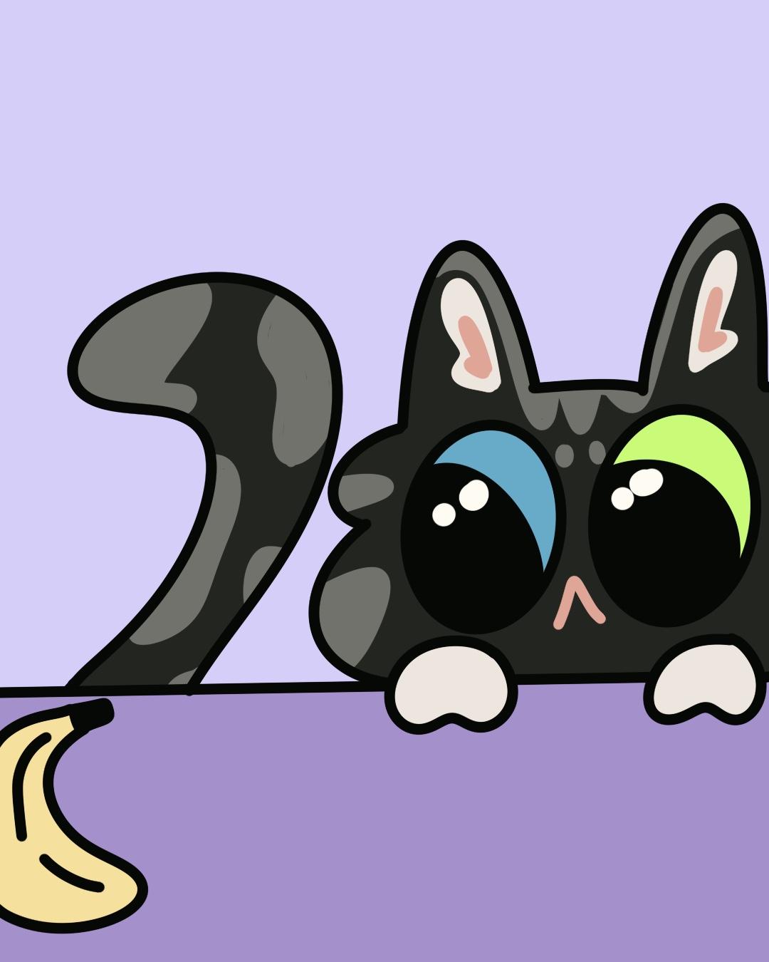 Catto about to attack a banana - image 1 - student project