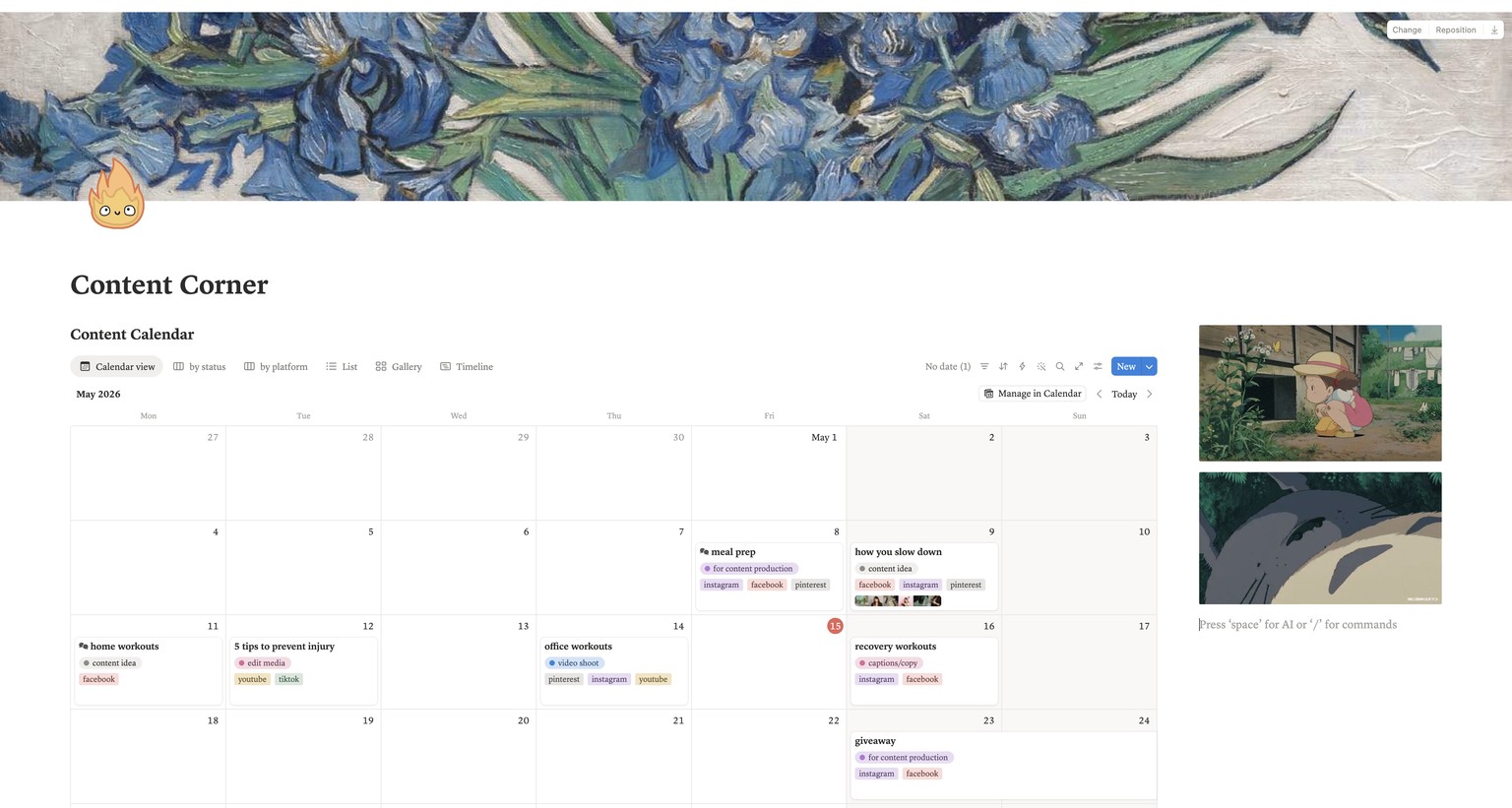 Kristine's Content Corner in Notion - image 6 - student project