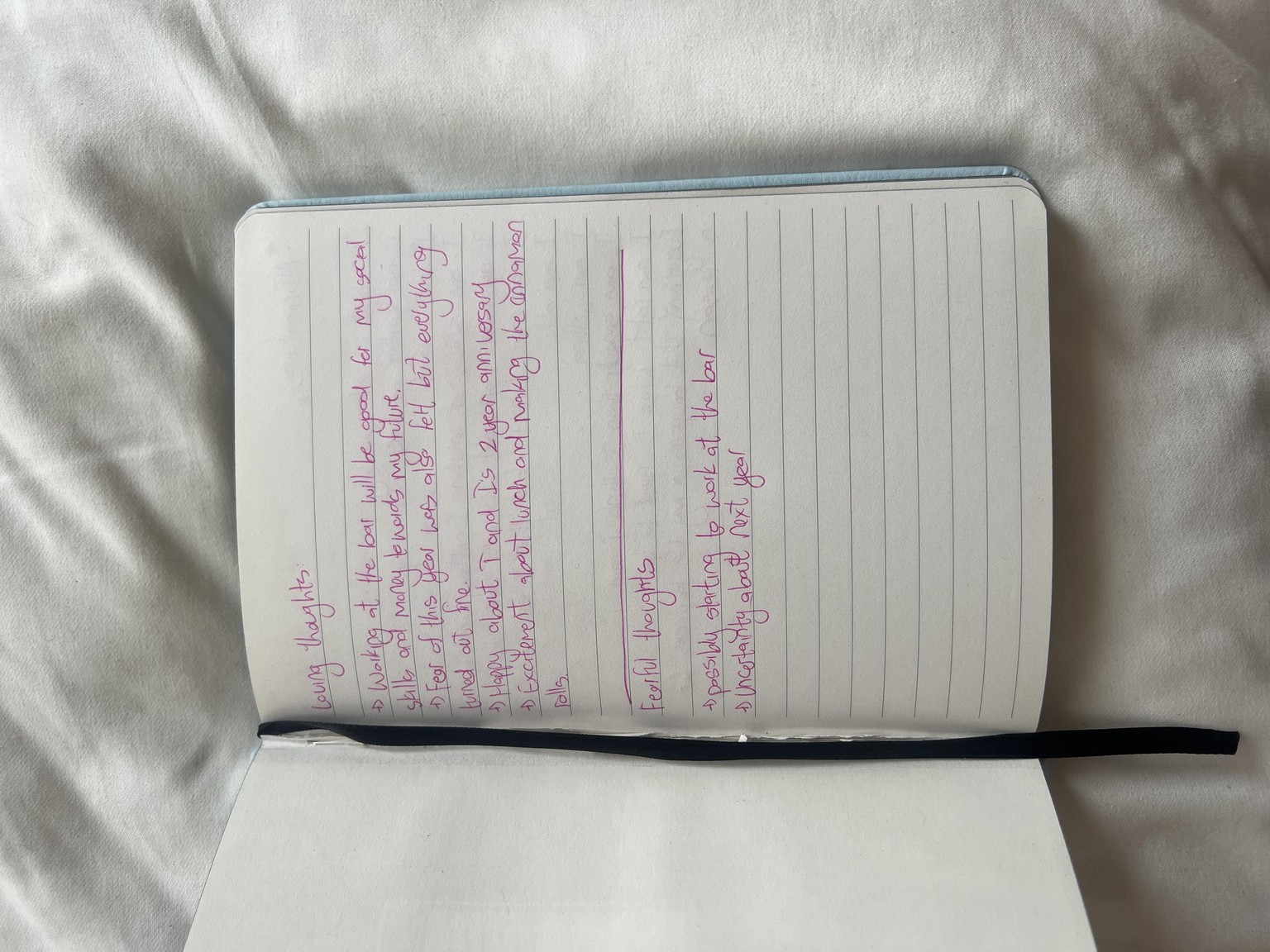 My self care journal that has yet to be decorated and my entries for the day - image 2 - student project