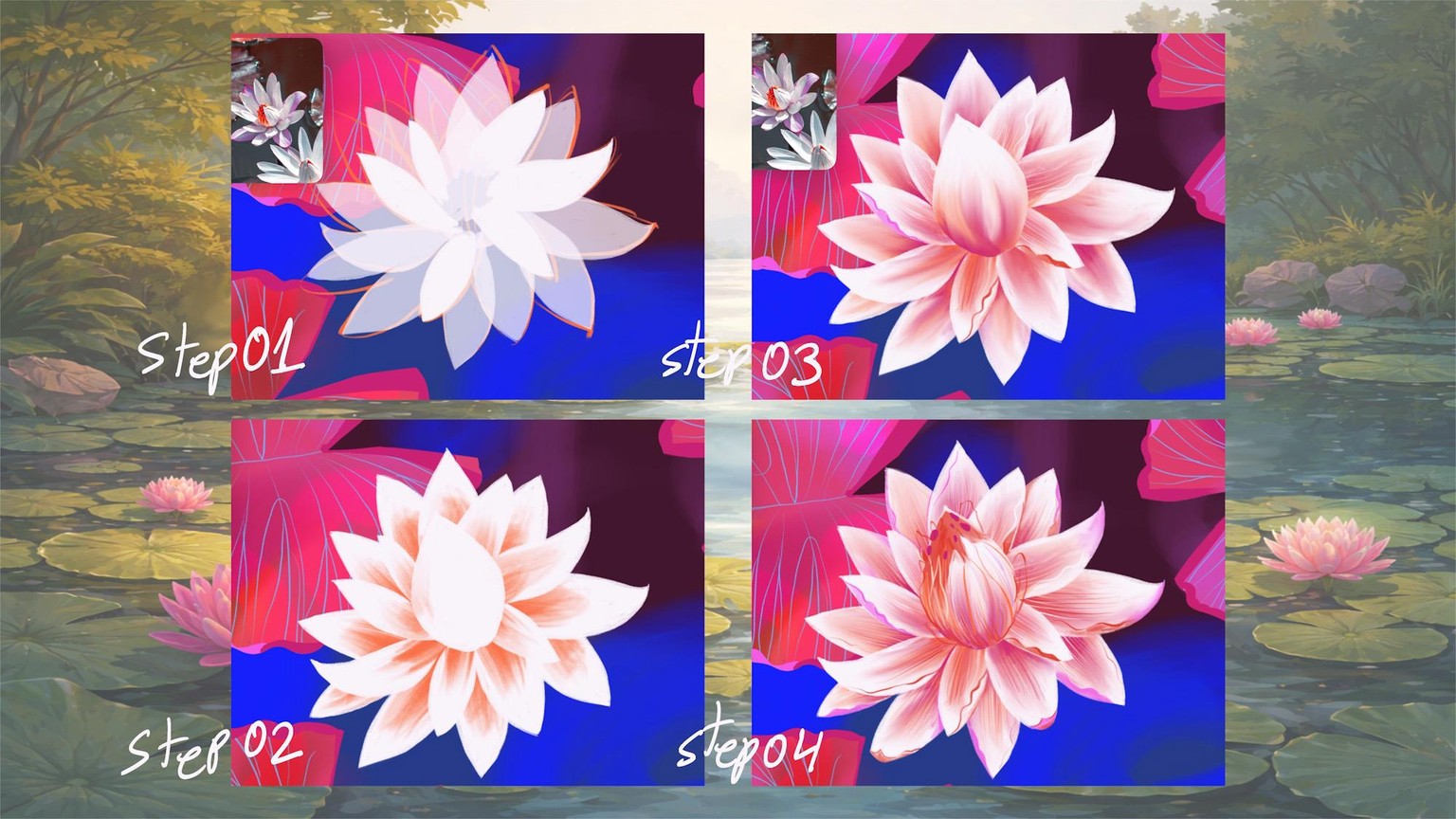 Pond with Waterlily Flowers - image 5 - student project