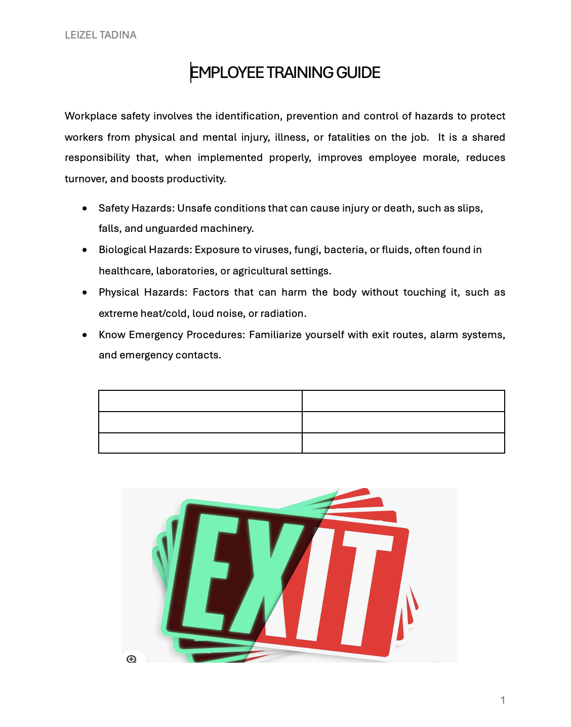 EMPLOYEE TRAINING GUIDE - image 1 - student project