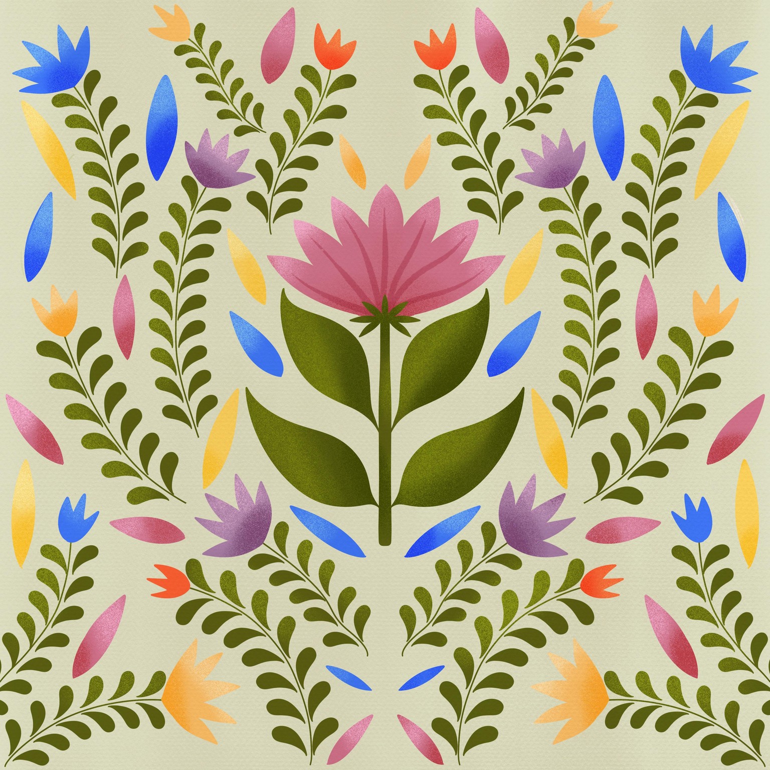 Modern folk art illustration in Procreate - image 2 - student project