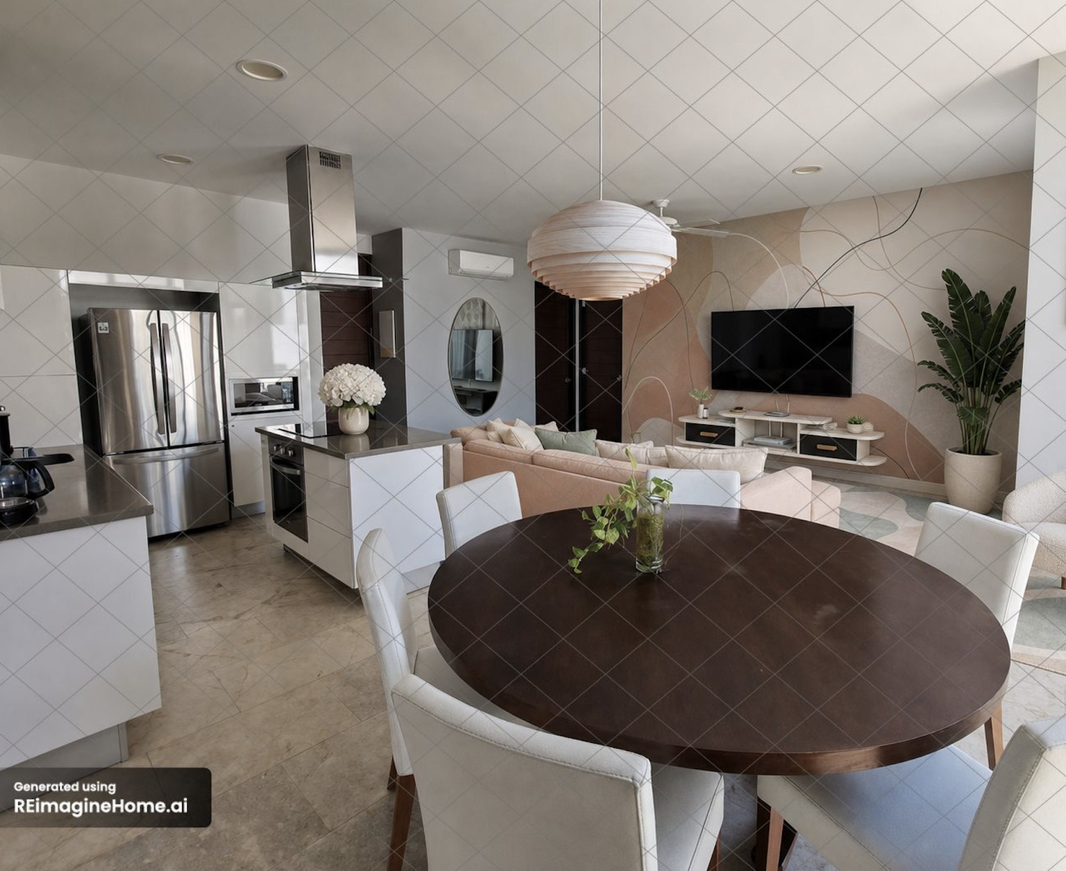 Adding Warmth and Flow to a geometric Open living Space - image 3 - student project