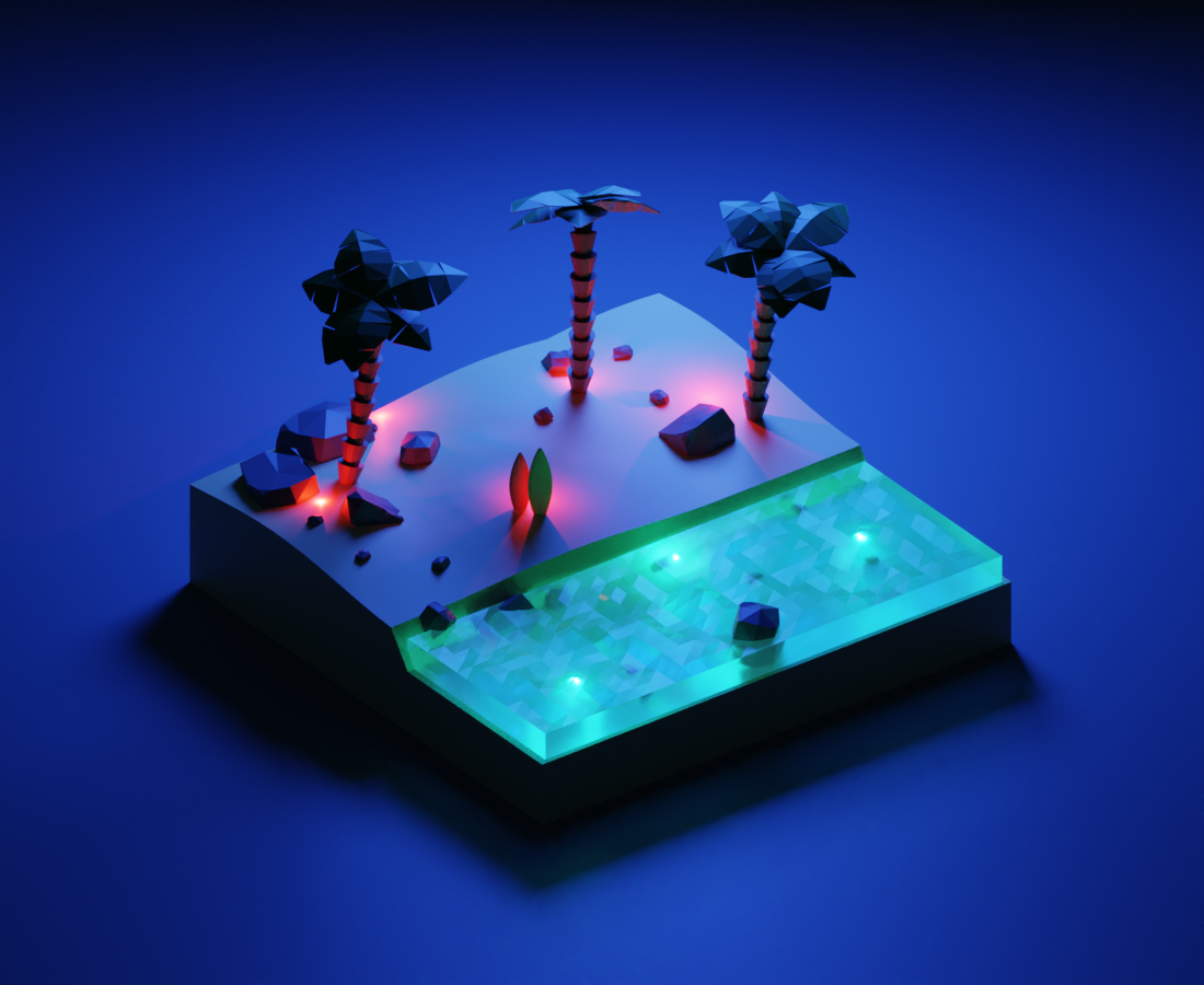 3D ROOM DAY / NIGHT & LOW POLY BEACH - image 2 - student project