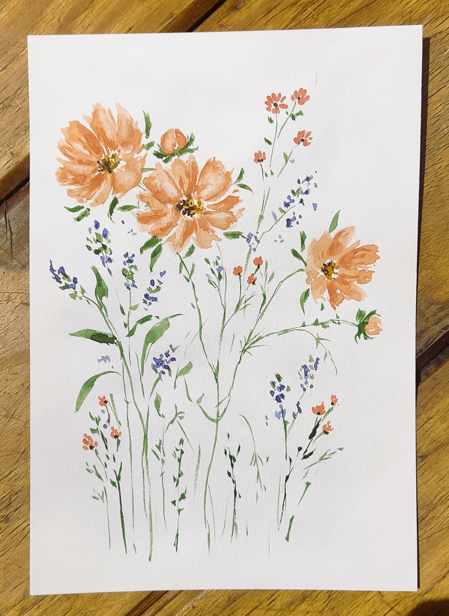 Watercolor Wildflowers: Paint Watercolor Florals Using a Vintage Autumn Color Palette - image 3 - student project