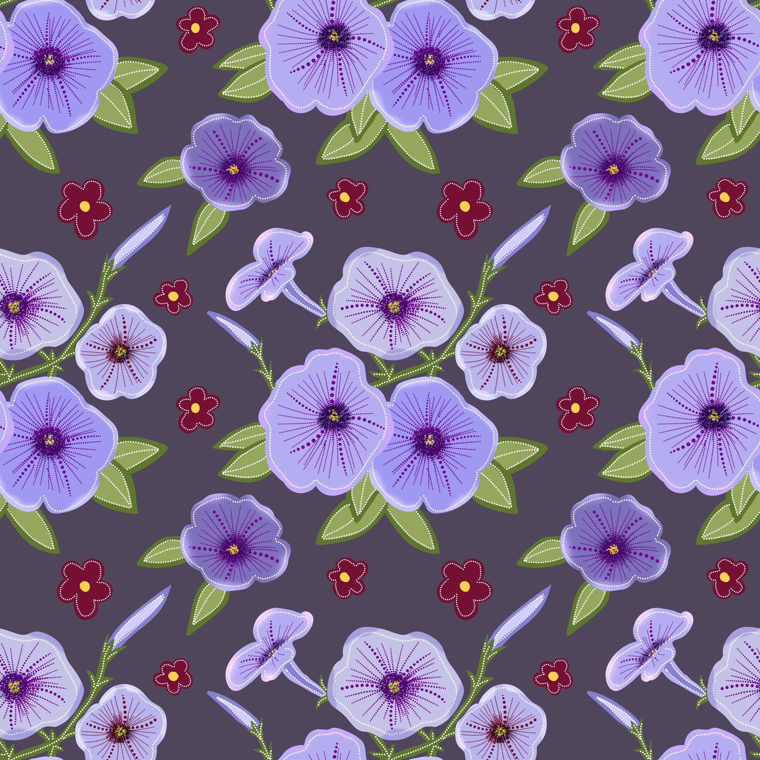 Dotted petunia repeat pattern. - image 1 - student project