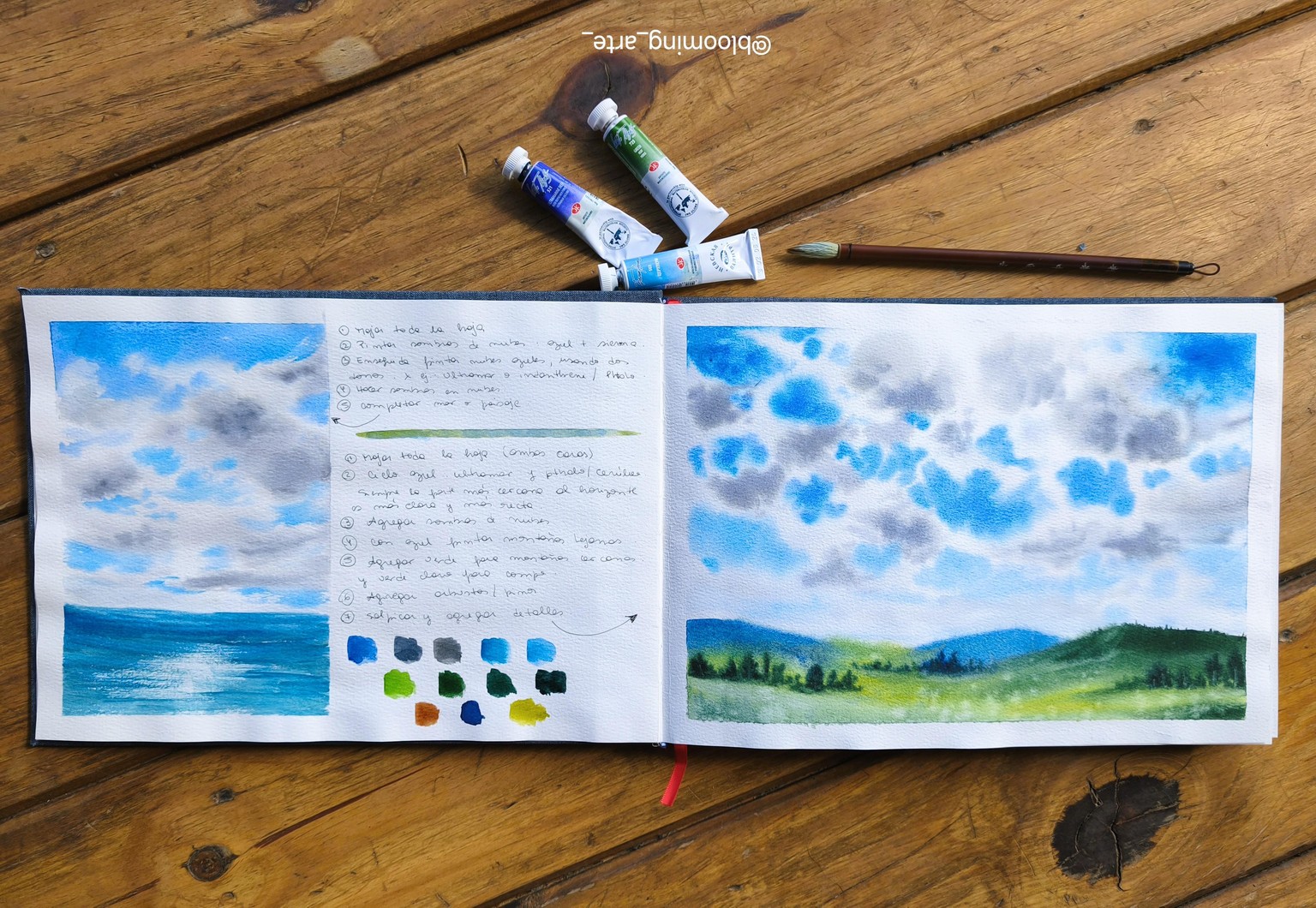Todo sobre cómo pintar cielos azules y nubes blancas con acuarela - image 5 - student project