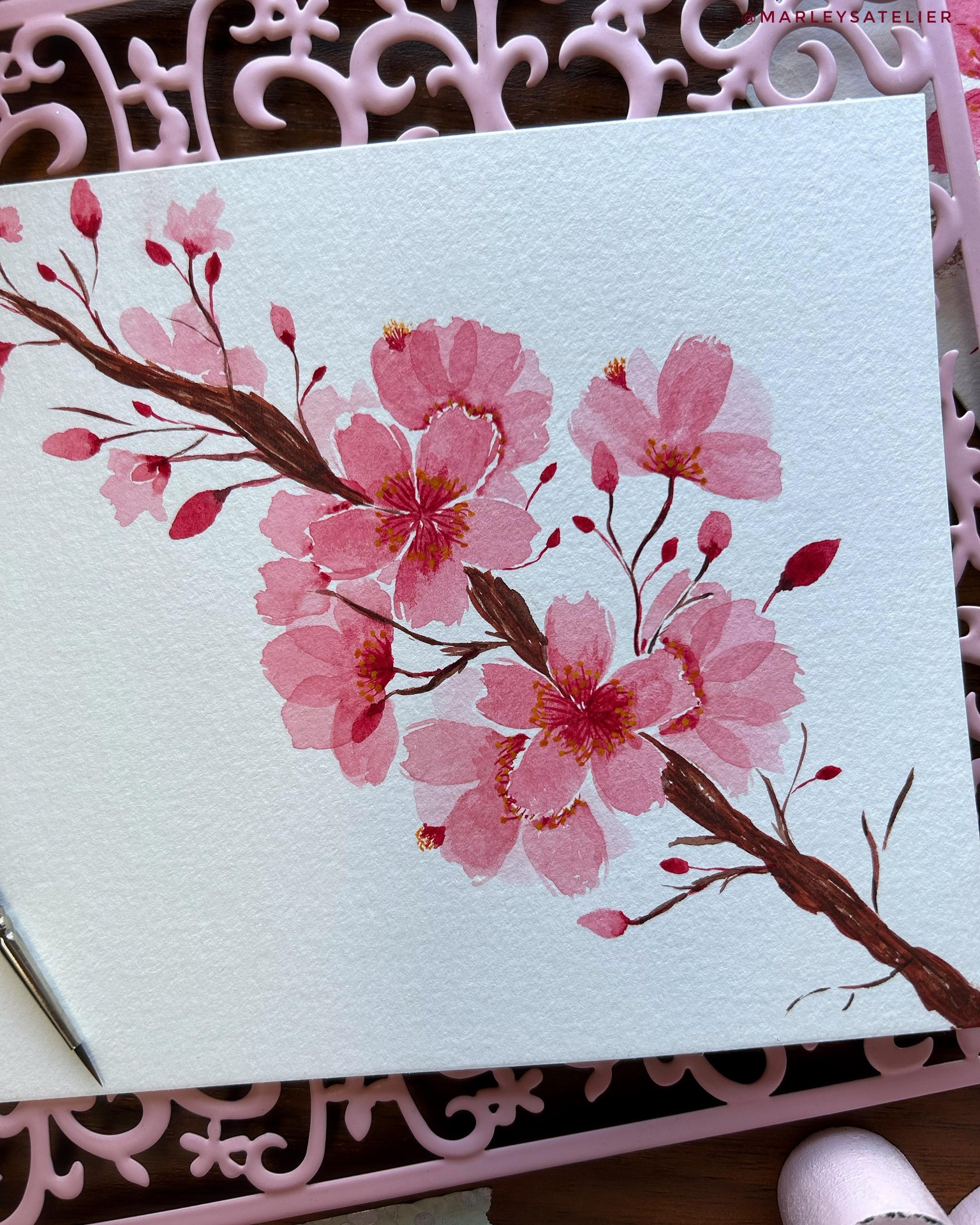 Watercolor Cherry Blossoms - image 4 - student project