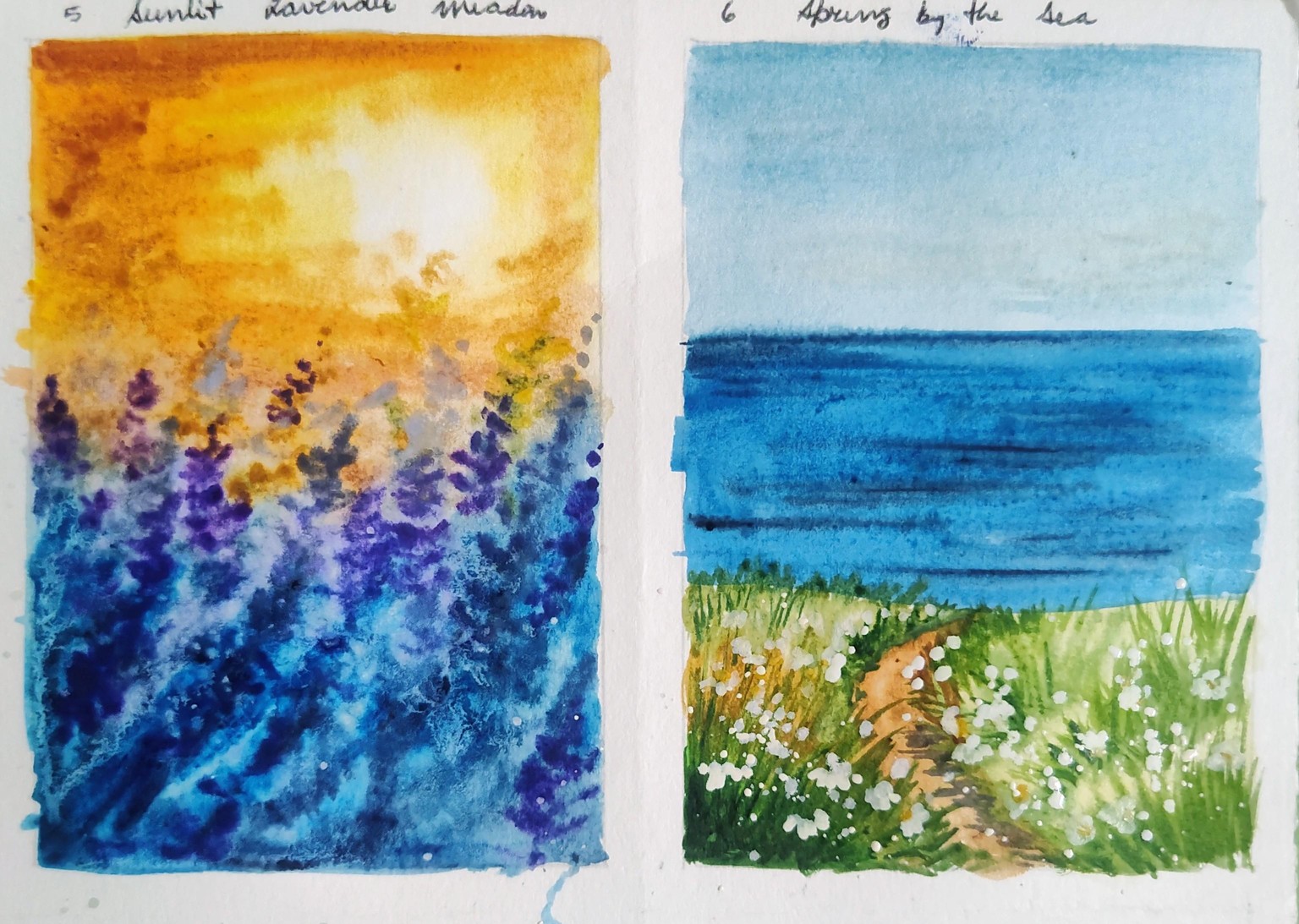 5 spring watercolor landscape with Nilam - image 1 - student project