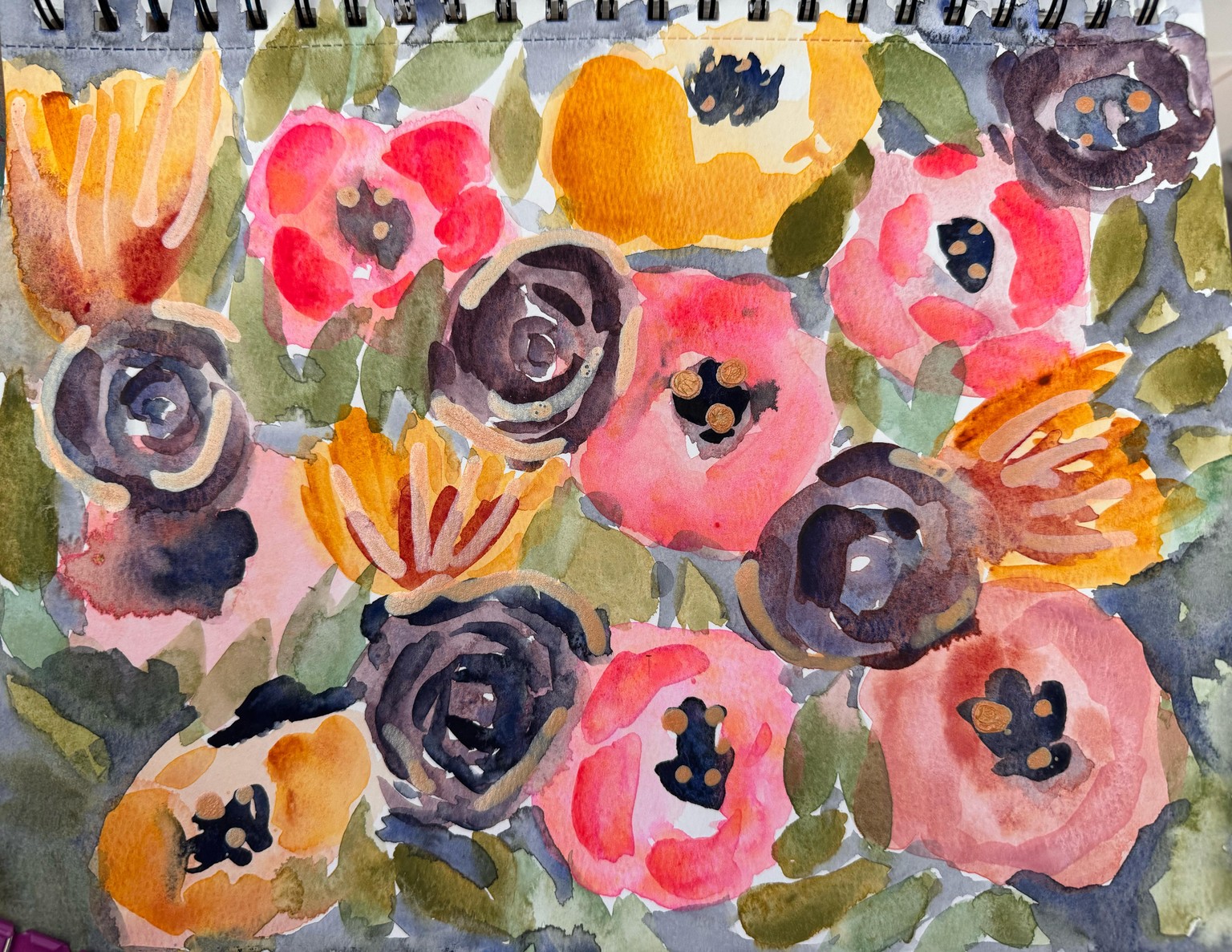 Abstract mixed media florals - image 1 - student project