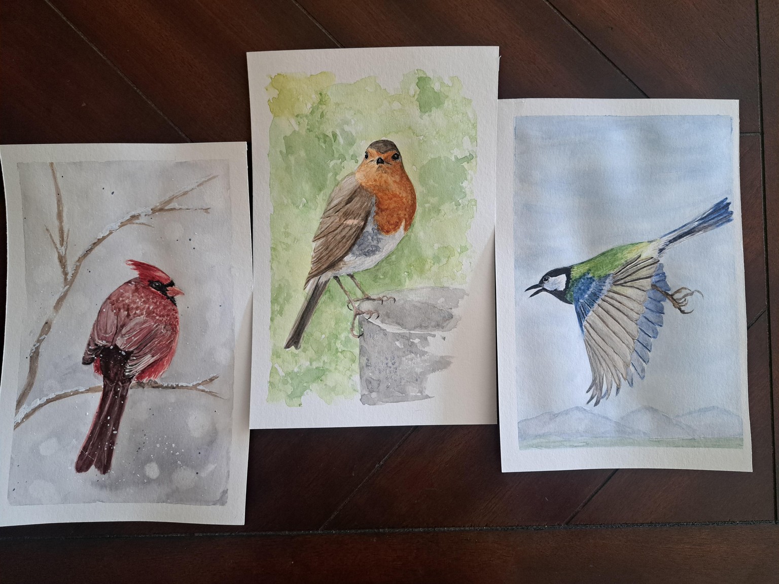 3 watercolor birds with Louise - image 1 - student project