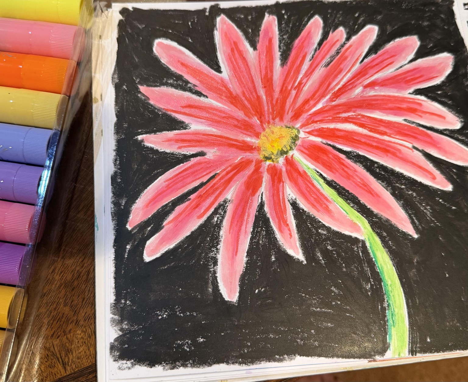 Floral (using tools on hand: paint sticks!) - image 1 - student project