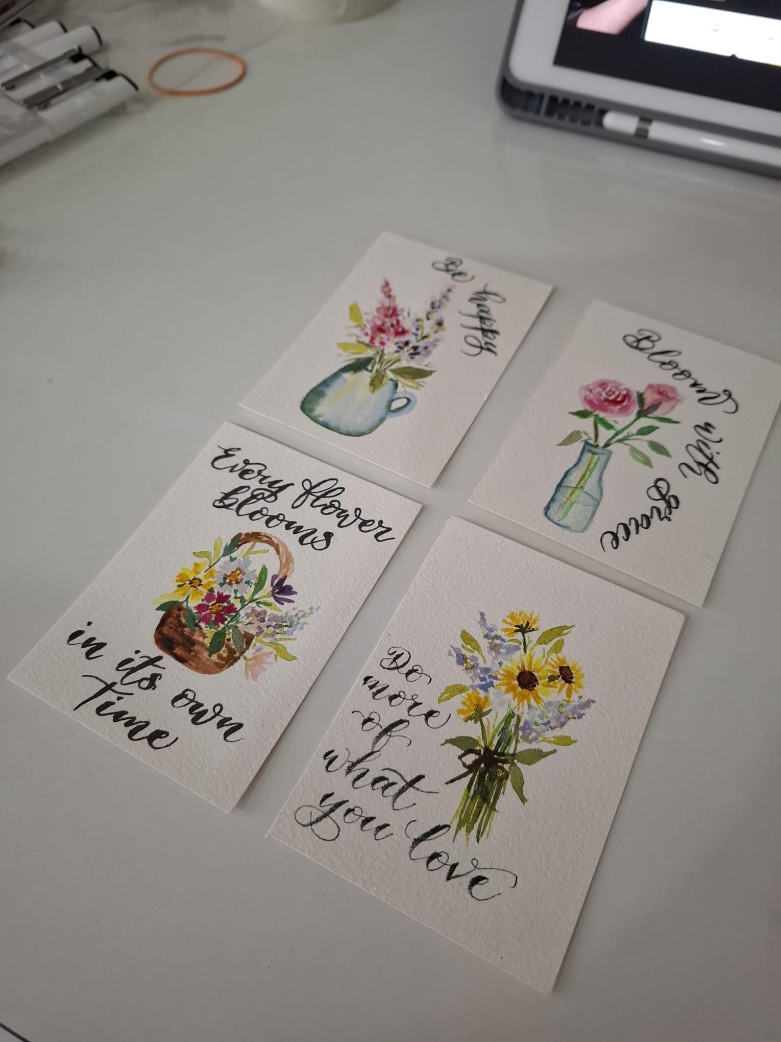 Mini Watercolor Florals with Positive Quotes - image 2 - student project