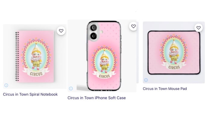 A few of my Circus Items on RedBubble - image 1 - student project