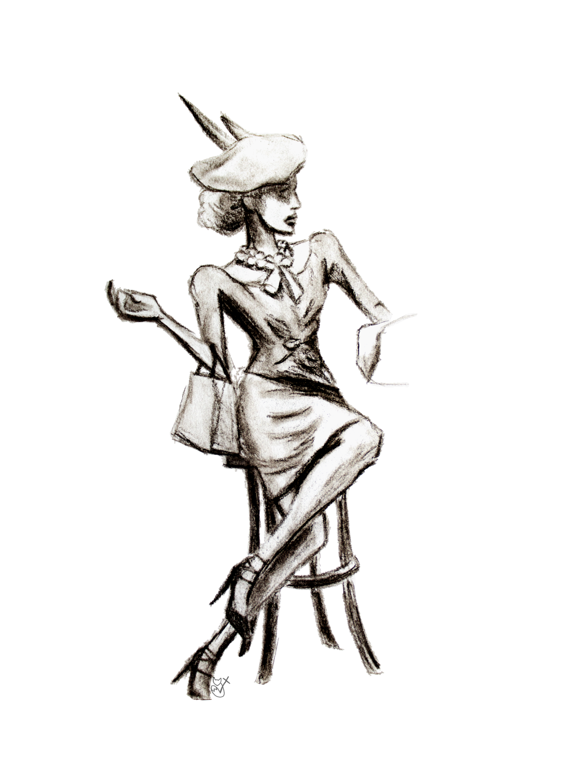 Sell Your Art Online: fancy charcoal lady - image 1 - student project