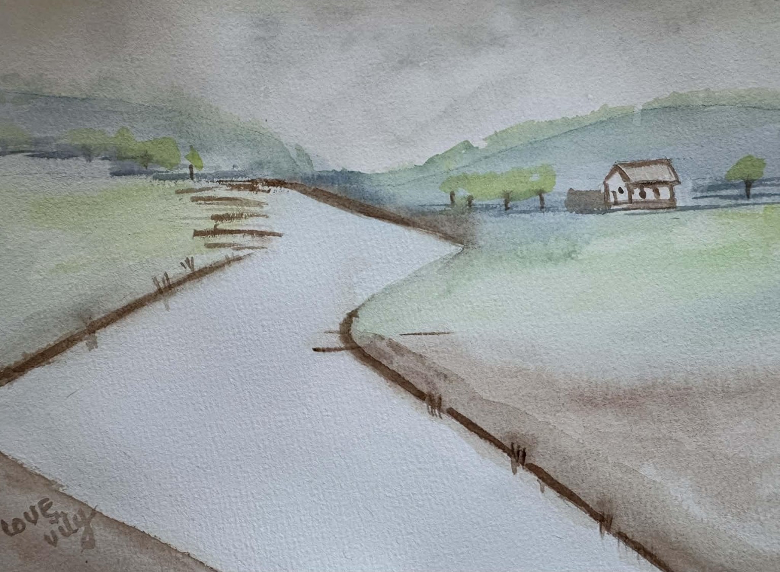 loose watercolor landscape - image 1 - student project