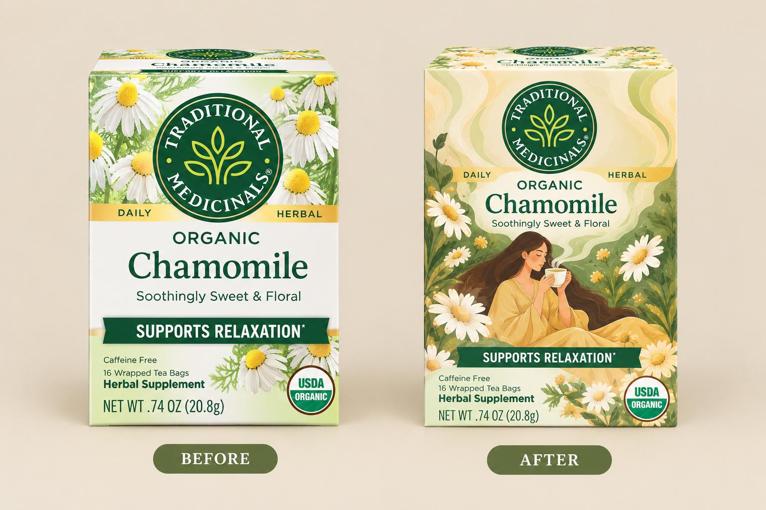 Chamomile Tea Redesign - image 1 - student project