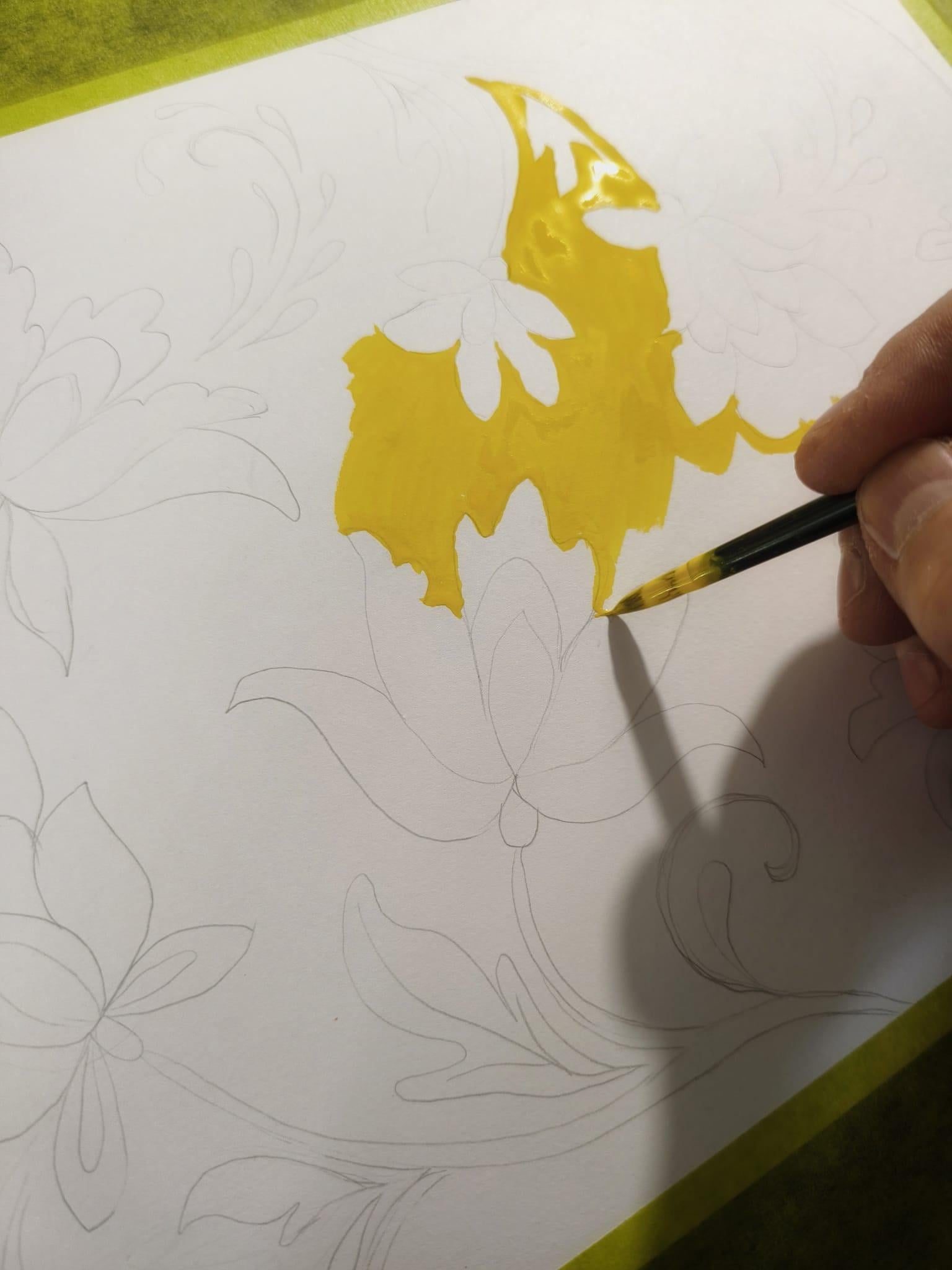 Simple Indian Floral Pattern in Gouache - image 3 - student project