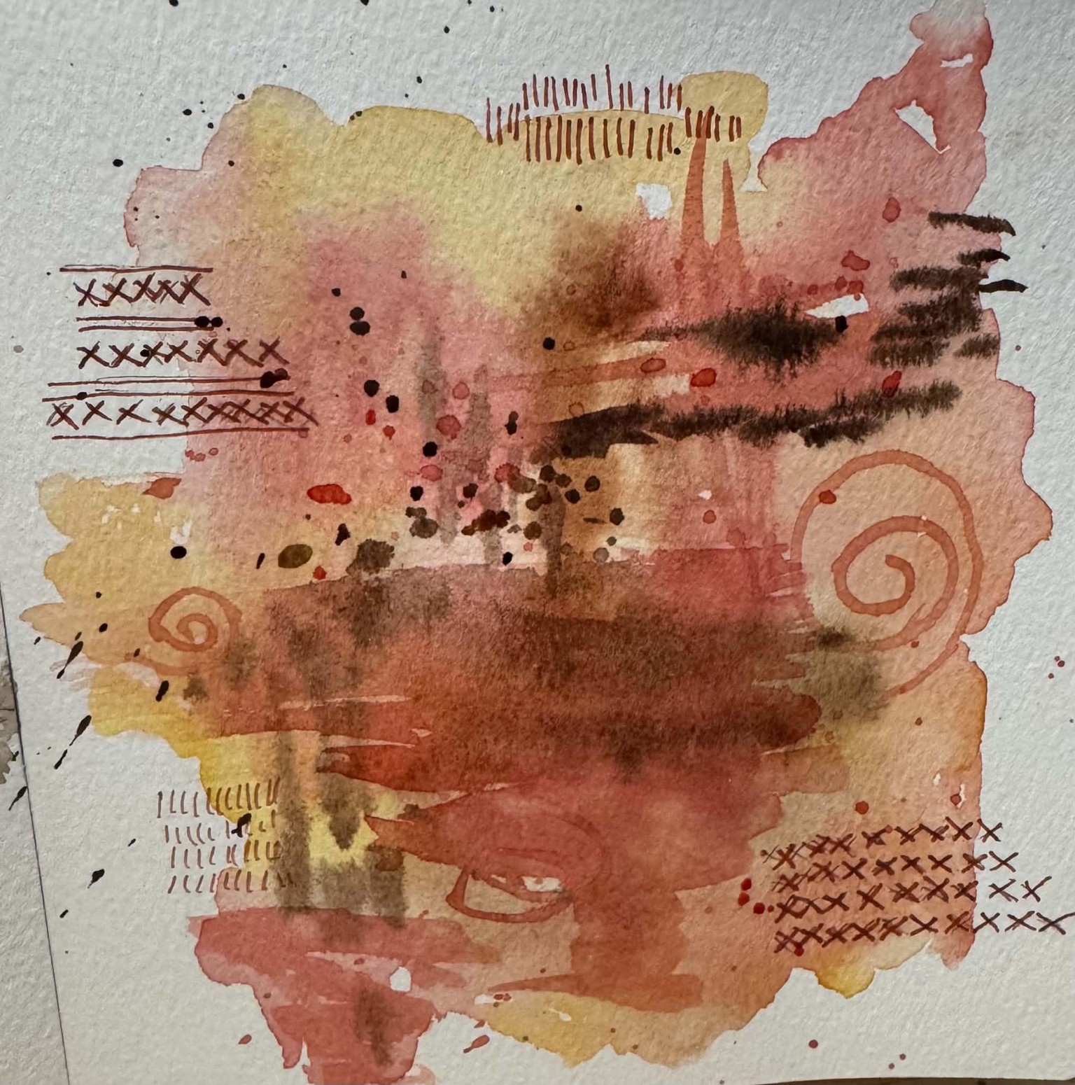 Watercolor and marking abstract - image 3 - student project