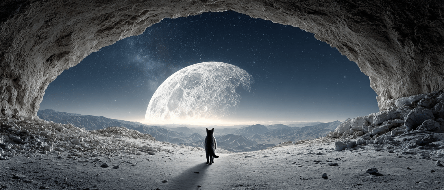cinematic scene of cat running on the moon - image 1 - student project