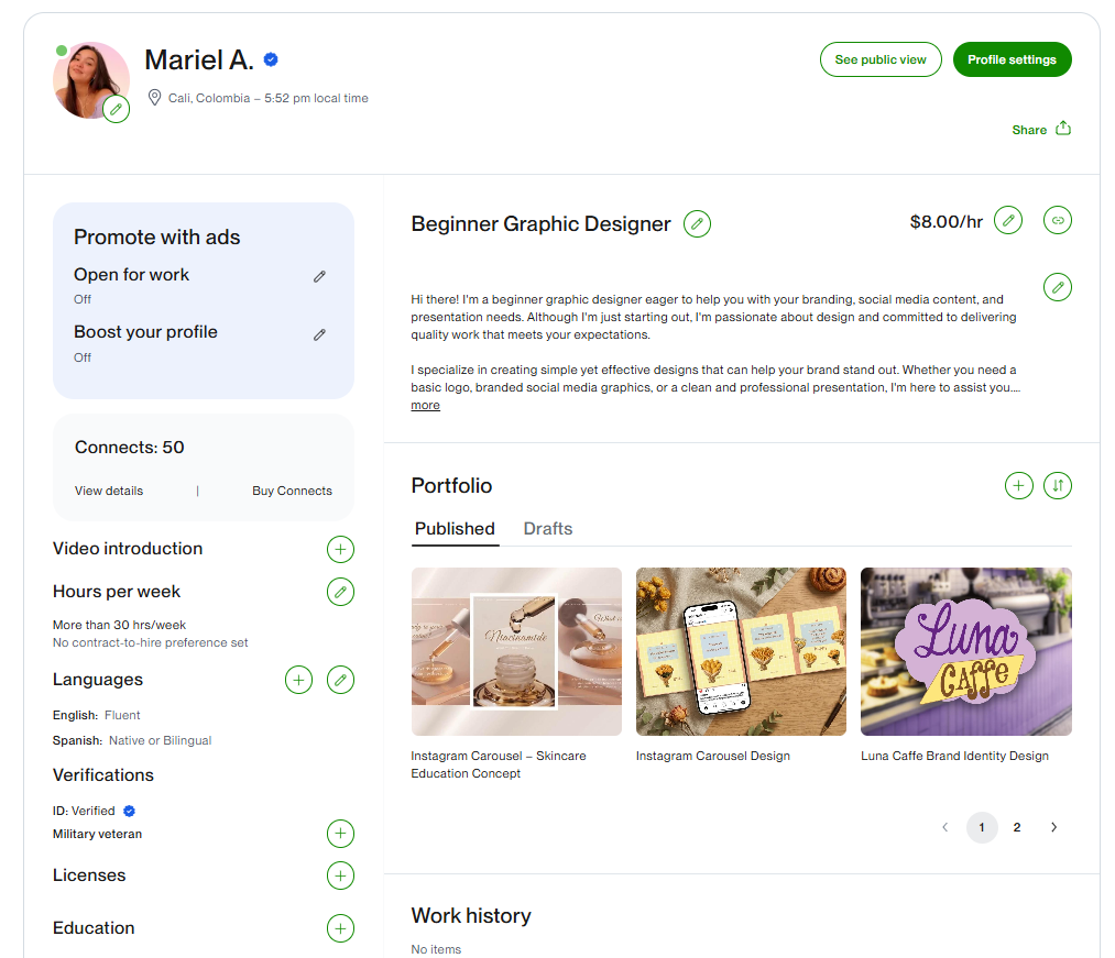 Upwork profile - image 1 - student project