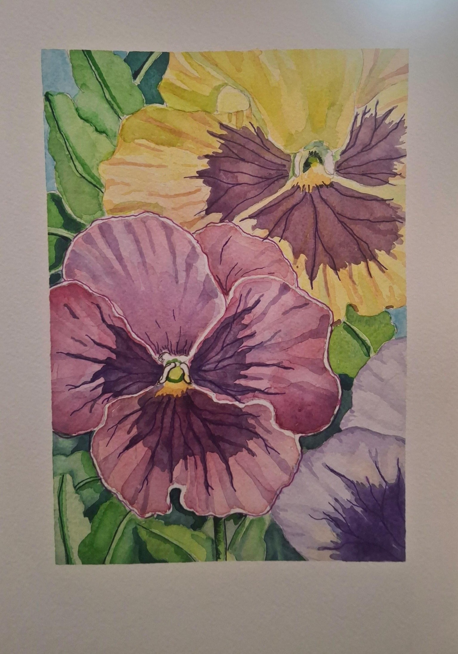 Watercolor Pansies - image 2 - student project