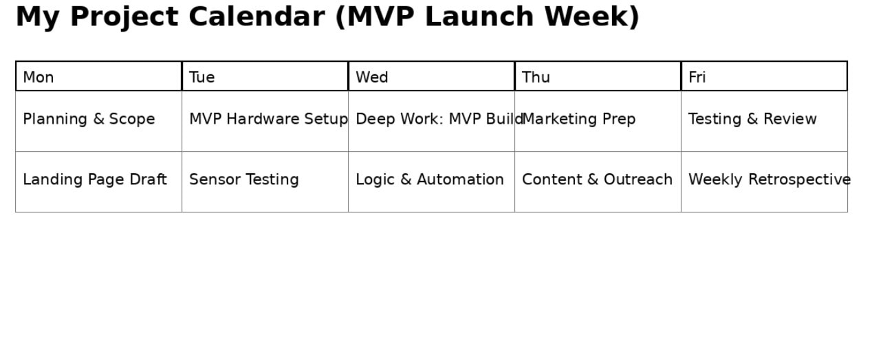 Calendar Mock (Excel) - image 1 - student project