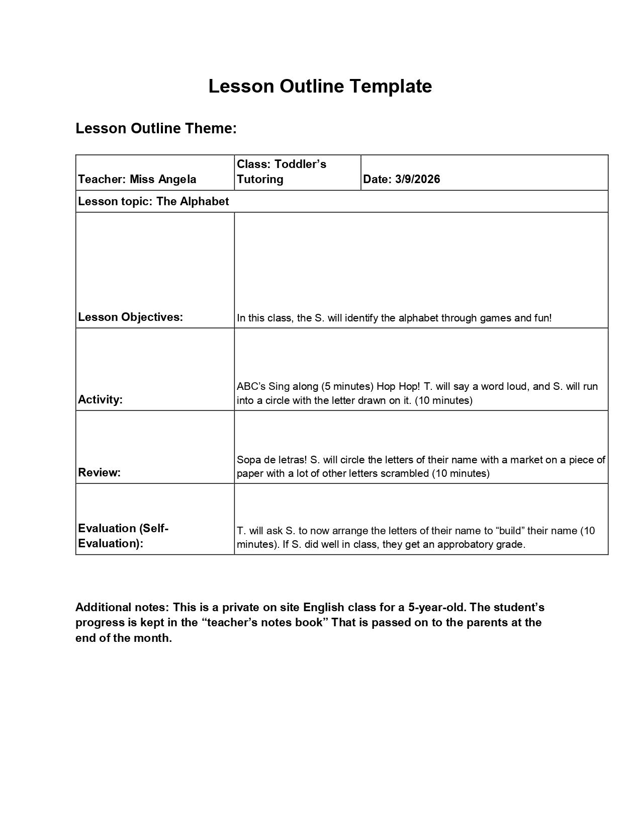 CLASS OUTLINE - image 1 - student project