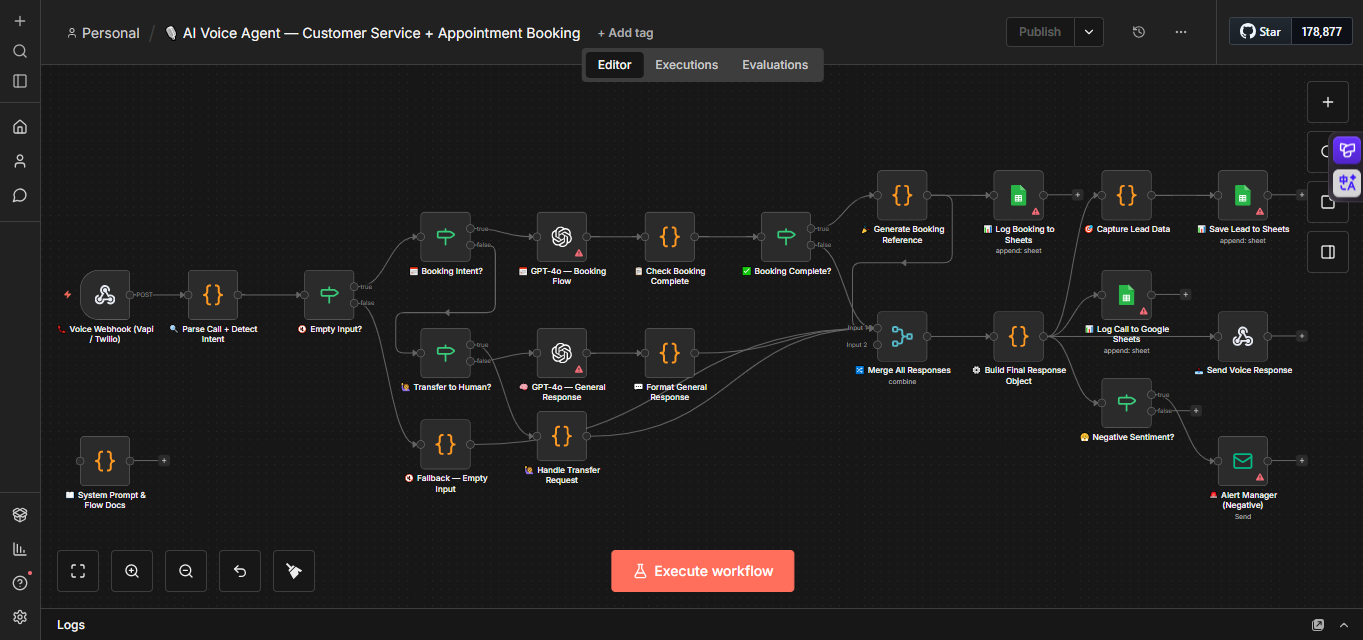 AI Voice Agent — Customer Service + Appointment Booking - image 1 - student project