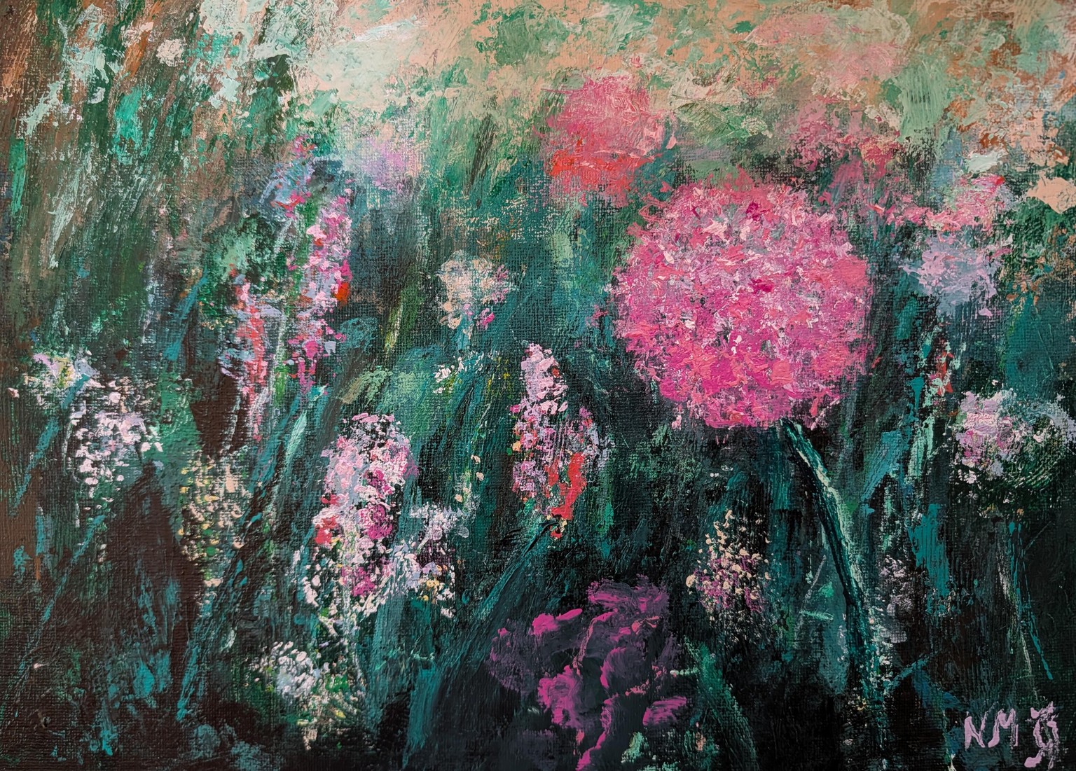 Abstract Floral in Acrylics - image 1 - student project