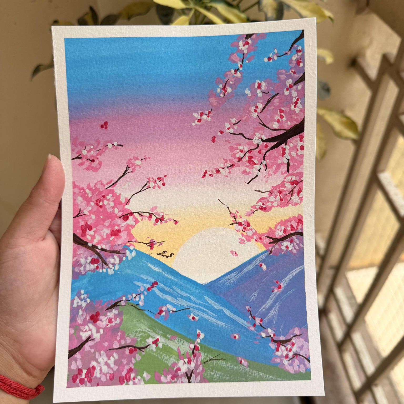 Paint cherry blossoms in gouache - image 2 - student project