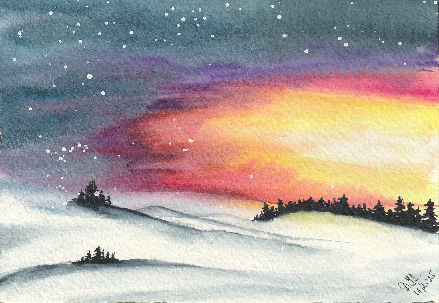 Therapeutic Winter Watercolor Landscapes - image 5 - student project