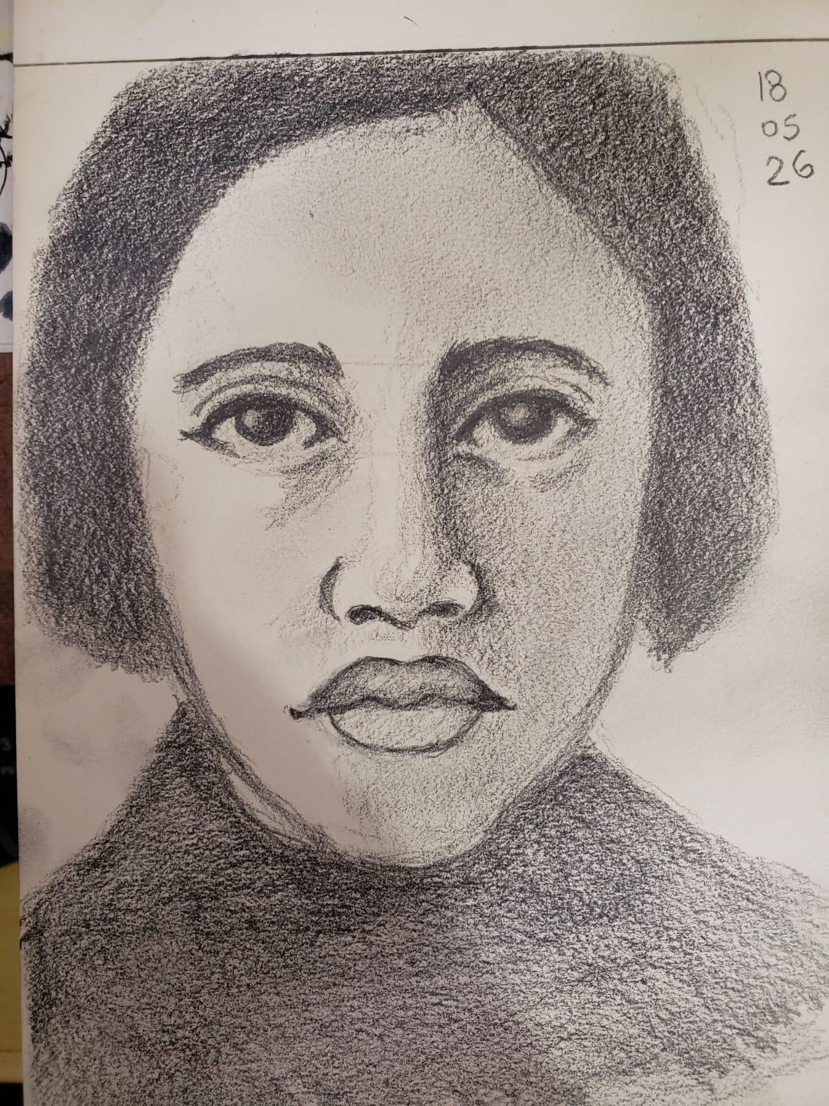 In the first lesson of the course, I only used an 8B pencil. I started with smudged shapes and then - image 1 - student project