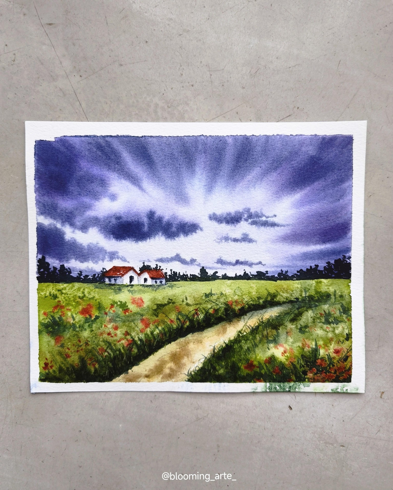 Stormy watercolor Landscapes - image 3 - student project