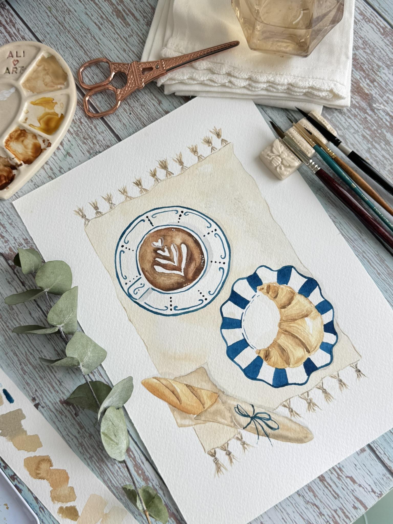 My watercolor french picnic! - image 2 - student project