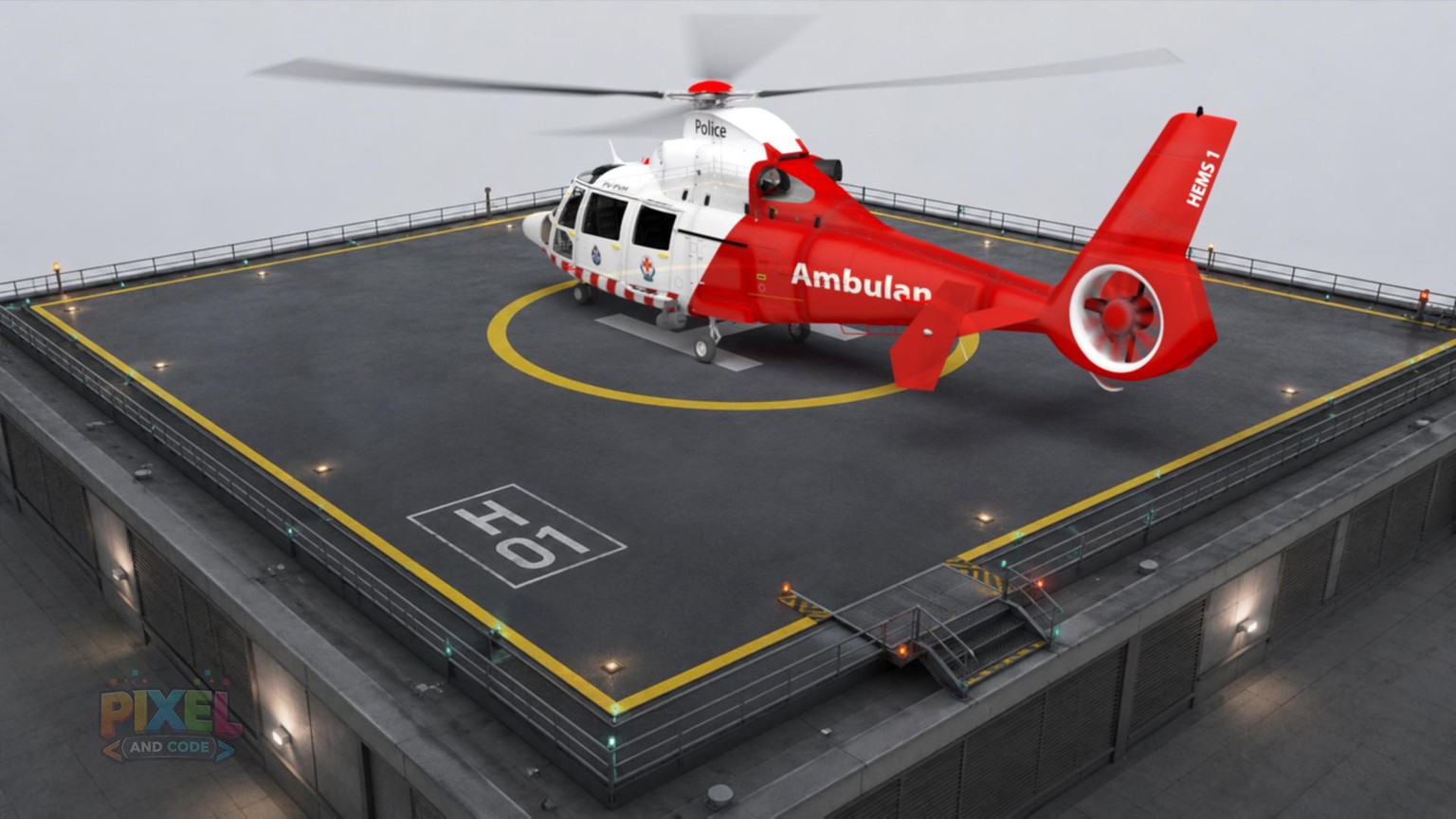 Chopper on the rooftop helipad - image 1 - student project