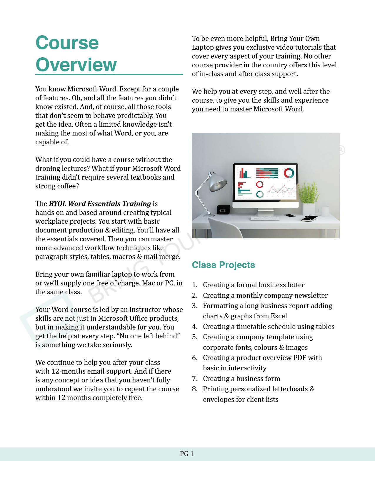 BYOL Microsoft Word Course Prospectus - image 2 - student project