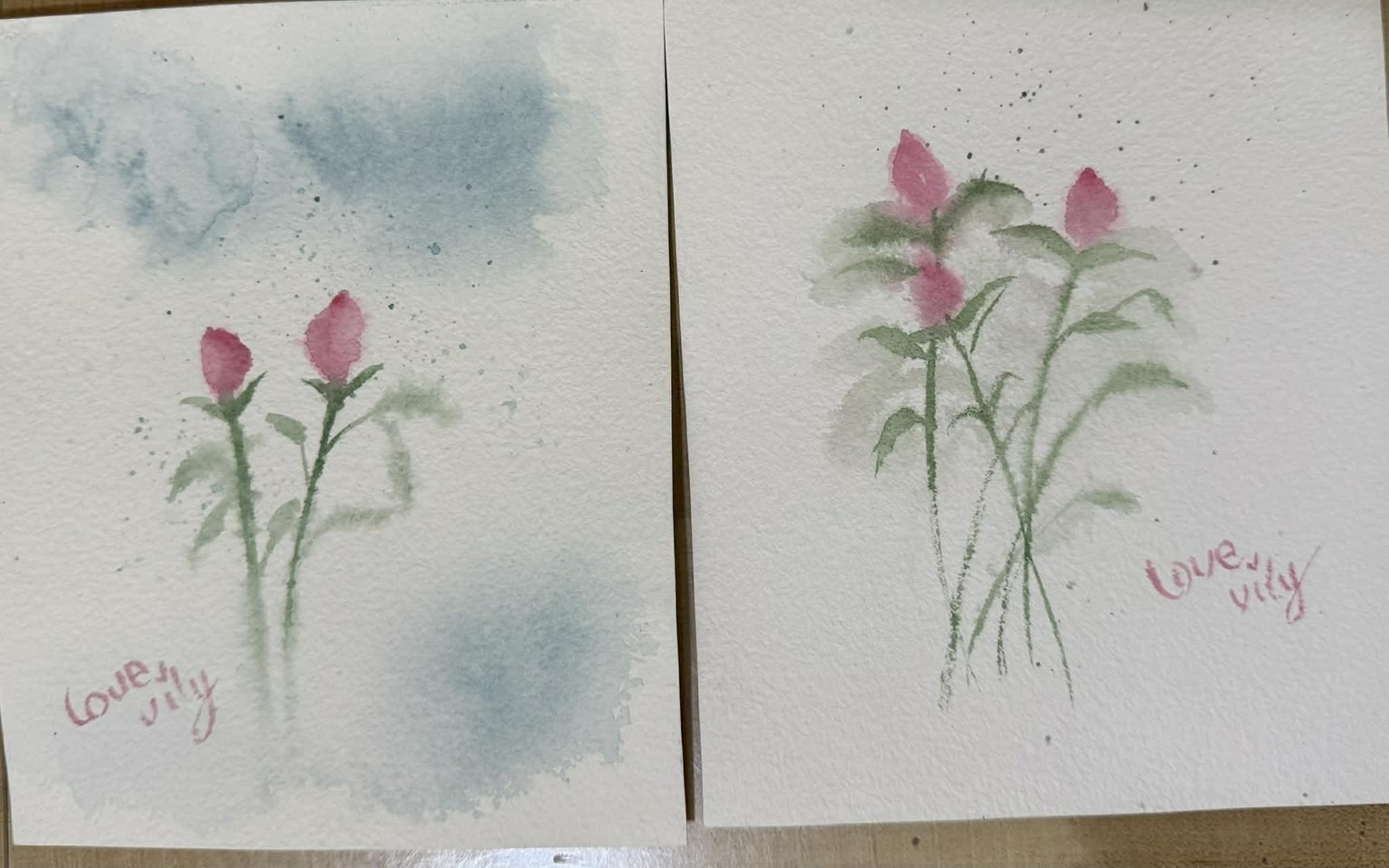 loose watercolor roses:wedge brush style - image 2 - student project