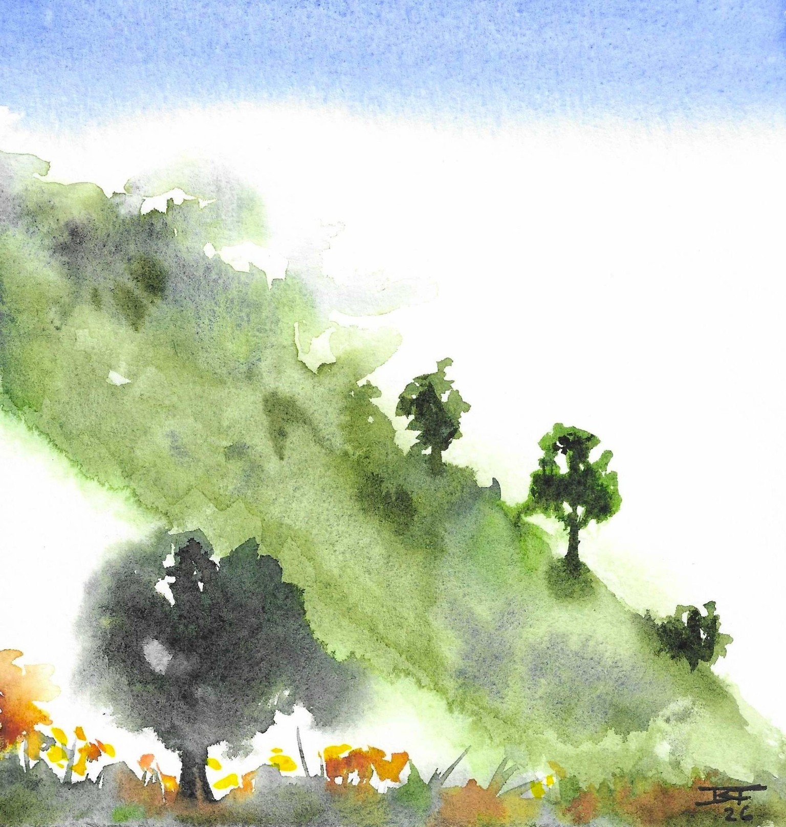 Loose Watercolor Landscape Paintings - image 2 - student project