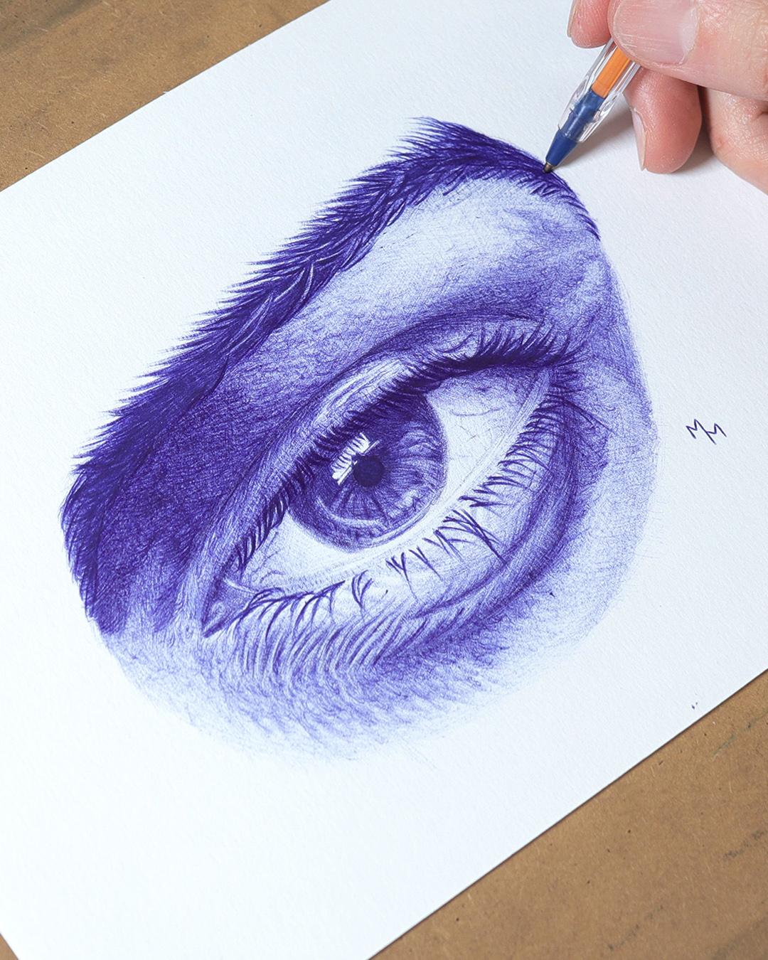 Realistic Eye with Ballpoint Pen - image 1 - student project