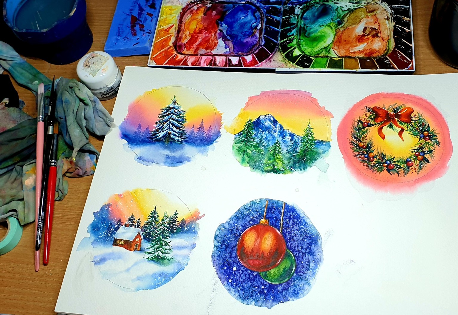 Watercolour baubles - image 2 - student project