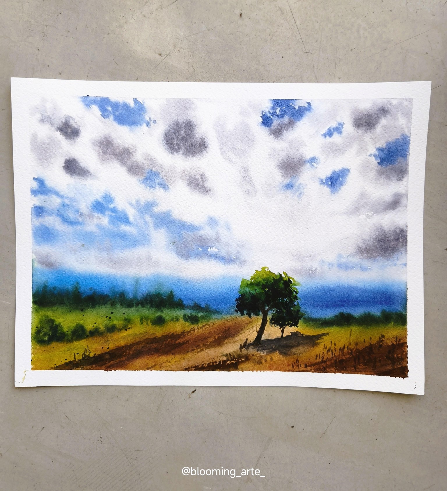 Todo sobre cómo pintar cielos azules y nubes blancas con acuarela - image 4 - student project