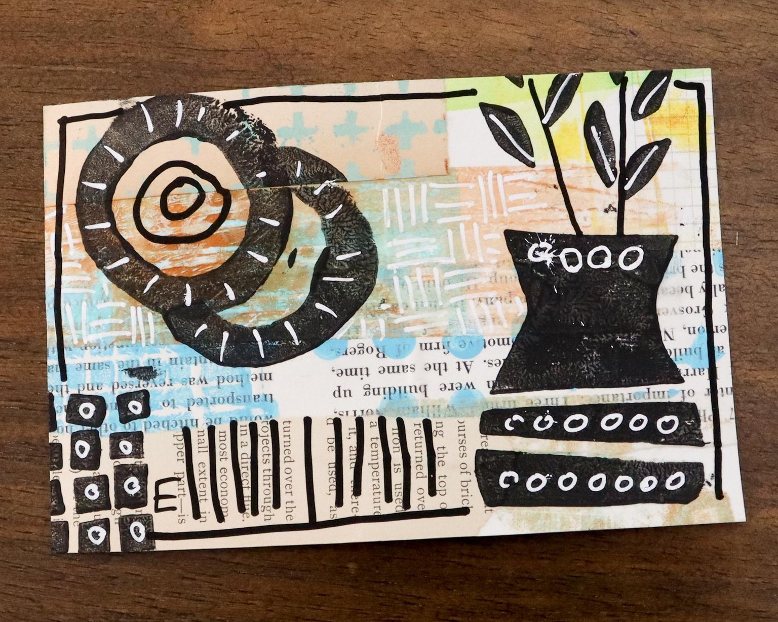 Postcard fun using collage and handmade stamps - image 4 - student project