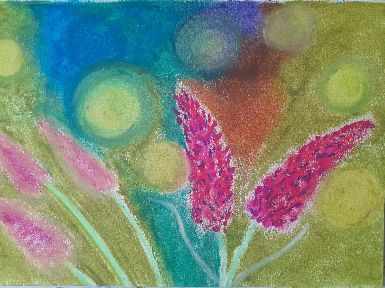 oil pastell flowers - image 2 - student project
