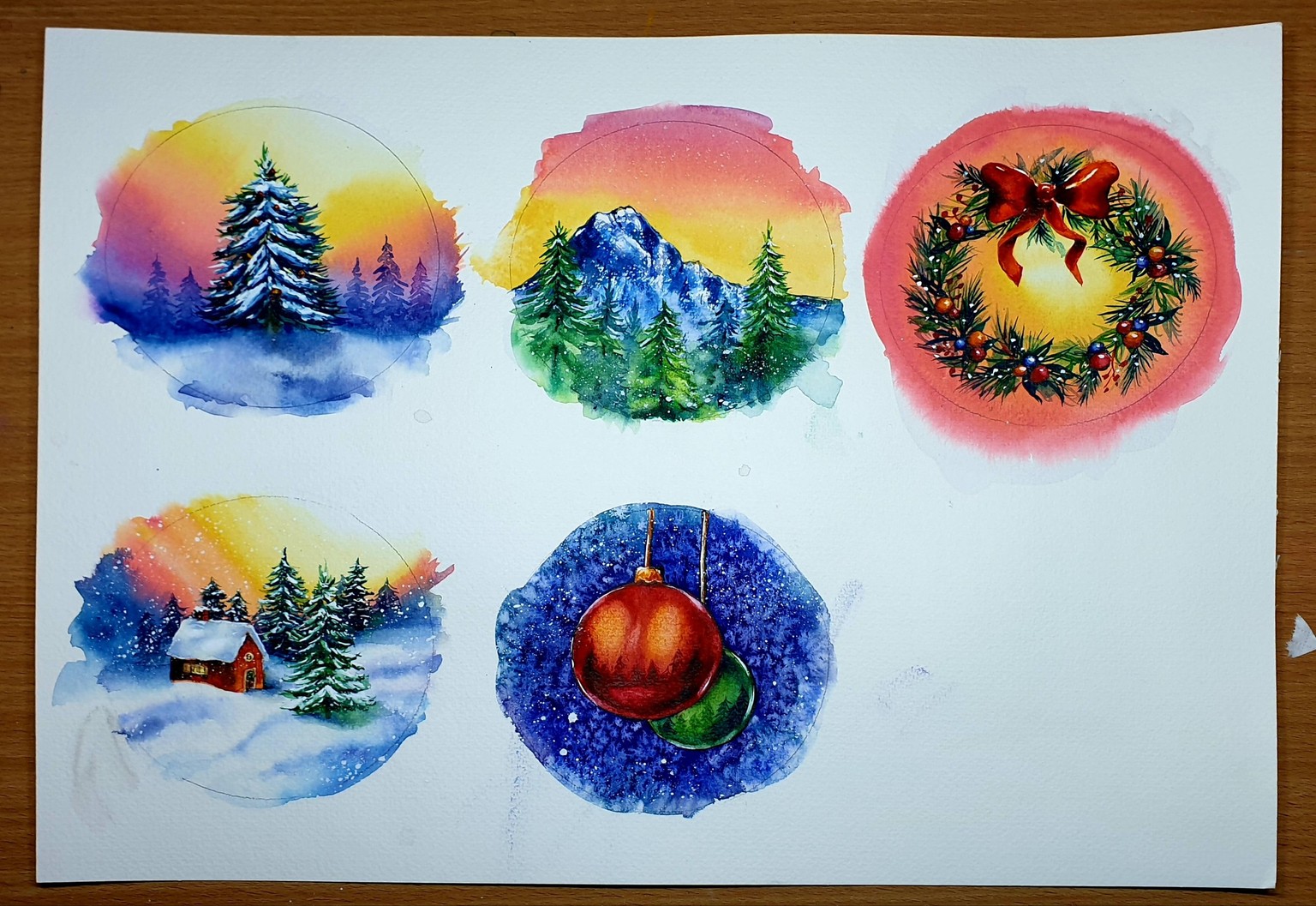 Watercolour baubles - image 3 - student project