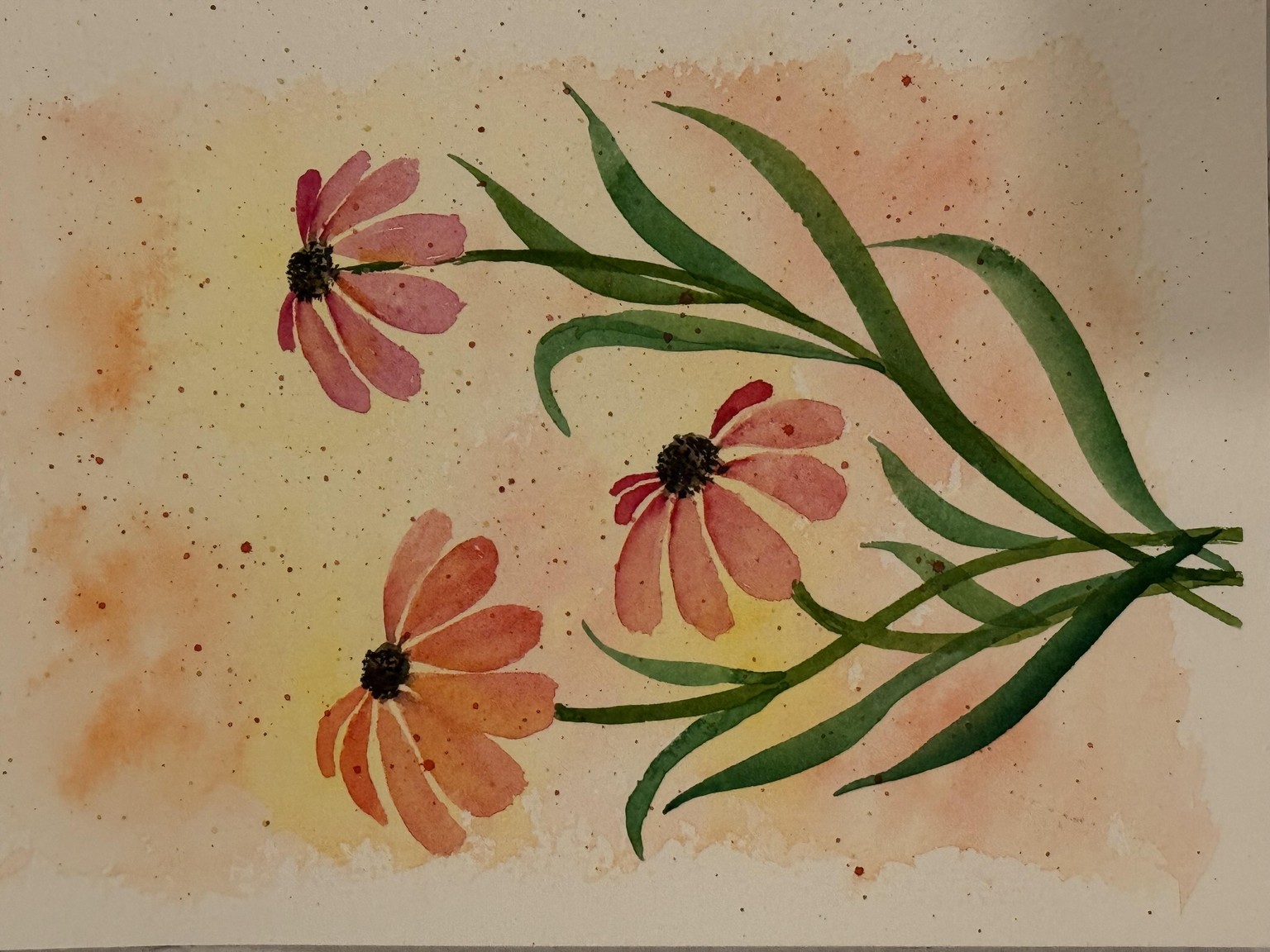 Expressive Watercolor Florals: paint loose Coneflowers - image 2 - student project